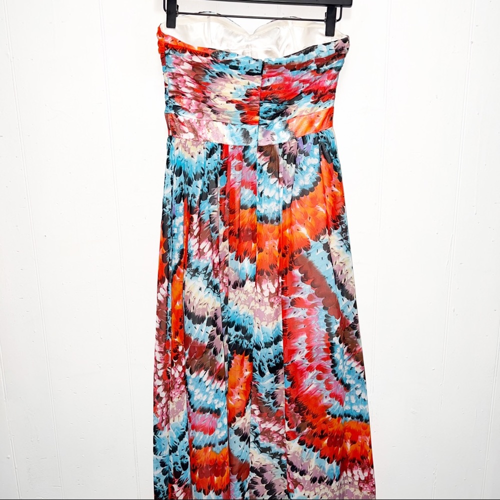 Aidan Mattox Multicolor Feather Print Strapless H… - image 8